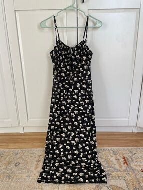 Women's Black Floral Slip Dress